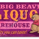 BIG BEAVER LIQUOR WAREHOUSE HEAVY METAL SIGN BIG BEAVER LIQUOR WAREHOUSE HEAVY METAL SIGN