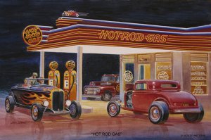 HOT ROD GAS STATION HEAVY METAL SIGN