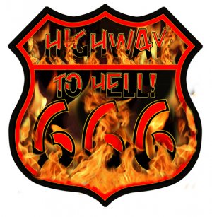 HIGHWAY TO HELL 666 HEAVY METAL SIGN