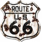 Rustic Route 66 Shield HEAVY METAL SIGN