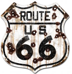 Rustic Route 66 Shield HEAVY METAL SIGN