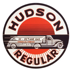 HUDSON REGULAR HEAVY STEEL BAKED ENAMEL SIGN 25.5"