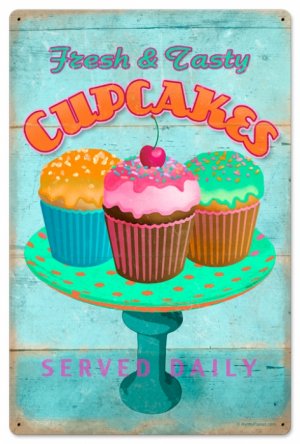 CUPCAKES FRESH TASTY LARGE RETRO METAL SIGN