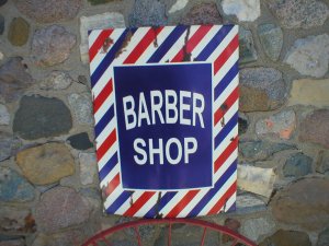BARBER SHOP SHOP SIGN LARGE METAL OLD LOOK