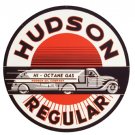 HUDSON REGULAR GAS ROUND METAL SIGN 14"
