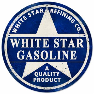 WHITE STAR GASOLINE ROUND METAL SIGN 14"