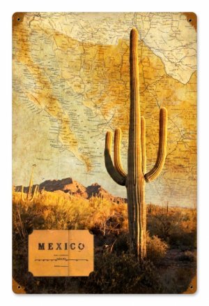 MEXICO MAP HEAVY METAL SIGN