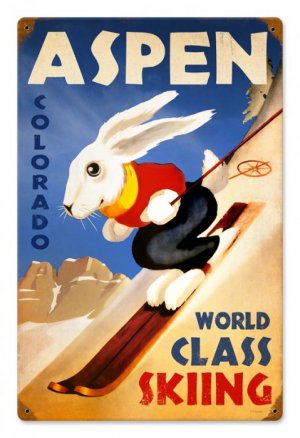 ASPEN COLORADO WORLD CLASS SKIING METAL SIGN
