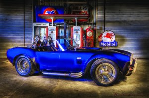 COBRA 427 GAS PUMP STATION HEAVY METAL SIGN