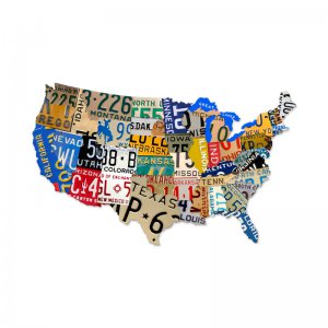 LICENSE PLATE USA STATES CUSTOM SHAPE METAL SIGN LARGE