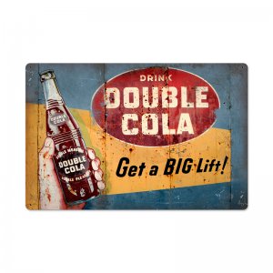 DRINK DOUBLE COLA BIG LIFT LARGE METAL SIGN