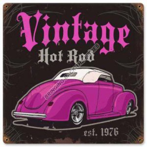 VINTAGE HOT ROD EST. 1976 HEAVY METAL SIGN FREE SHIPPING P