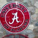 University Alabama College Sign Crimson Roll Tide Football Round Metal 24"