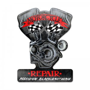 MOTORCYCLE REPAIR PRECISION BLACKSMITHING CUSTOM METAL SHAPE SIGN