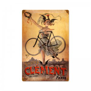 CLEMENT BICYCLES VINTAGE LOOK ROUND METAL SIGN