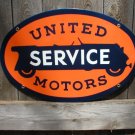 UNITED MOTORS SERVICE PORCELAIN COATED OVAL SIGN
