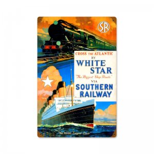 SR RAILWAY WHITE STAR SHIP HEAVY METAL SIGN