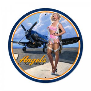 ANGELS CORSAIR AIRPLANE LARGE HEAVY METAL SIGN