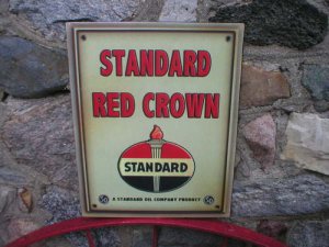 Standard Red Crown Sign Vintage Look Flame Torch Metal Sign Man Cave Decor