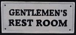 GENTLEMEN'S REST ROOM HEAVY CAST IRON SIGN