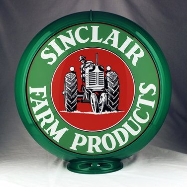 SINCLAIR FARM PRODUCTS gas pump globe GLASS LENSES gasoline oil filling STATION