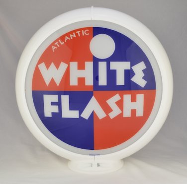 ATLANTIC WHITE FLASH GAS PUMP GLOBE GLASS LENSES oil filling station DECOR