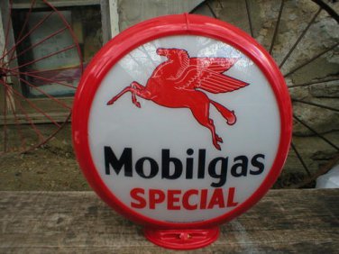MOBILGAS SPECIAL GAS PUMP GLOBE GLASS LENSES oil filling station DECOR