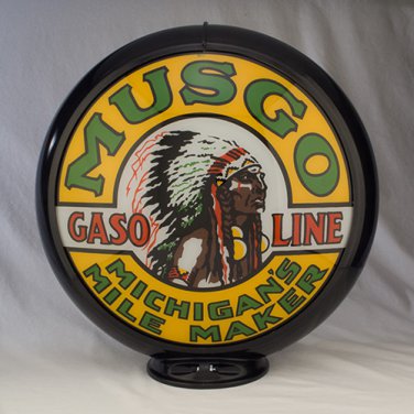 MUSGO GASOLINE GAS PUMP GLOBE GLASS LENSES oil filling station DECOR