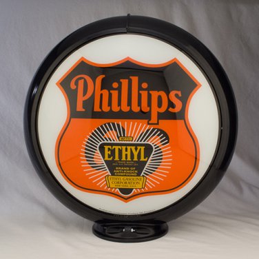 PHILLIPS 66 ETHYL SHIELD GAS PUMP GLOBE GLASS LENSES oil filling station DECOR