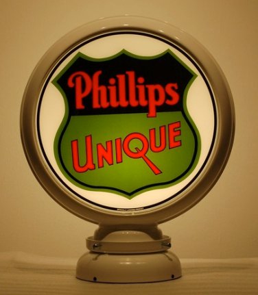 PHILLIPS 66 UNIQUE GAS PUMP GLOBE GLASS LENSES oil filling station DECOR