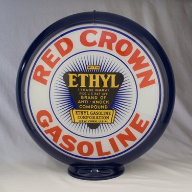 RED CROWN ETHYL GAS PUMP GLOBE GLASS LENSES oil filling station DECOR