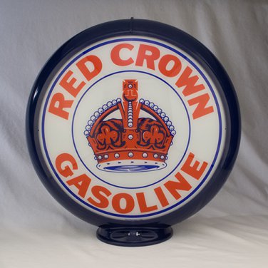 RED CROWN GASOLINE GAS PUMP GLOBE GLASS LENSES oil filling station DECOR