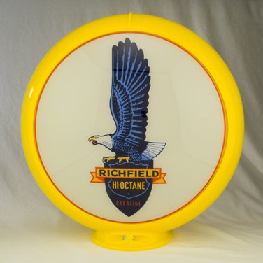 RICHFIELD EAGLE HI OCTANE GAS PUMP GLOBE GLASS LENSES oil filling station DECOR
