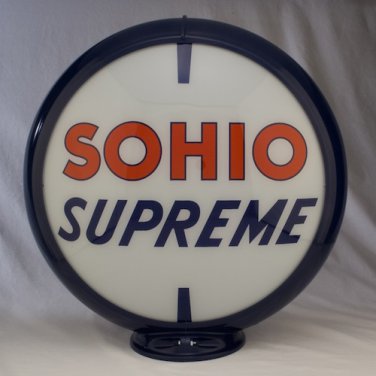 SOHIO SUPREME GASOLINE GAS PUMP GLOBE GLASS LENSES oil filling station DECOR