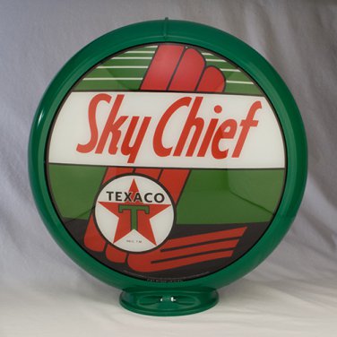 TEXACO SKYCHIEF GASOLINE GAS PUMP GLOBE GLASS LENSES oil filling station DECOR