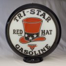 TRI-STAR RED HAT GASOLINE GAS PUMP GLOBE GLASS LENSES oil filling station DECOR TRI-STAR RED HAT GASOLINE GAS PUMP GLOBE GLASS LENSES oil filling station DECOR