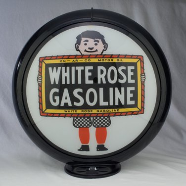 WHITE ROSE GASOLINE GAS PUMP GLOBE GLASS LENSES oil filling station DECOR