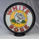 WHITE ROSE GAS PUMP GLOBE GLASS LENSES oil filling station DECOR