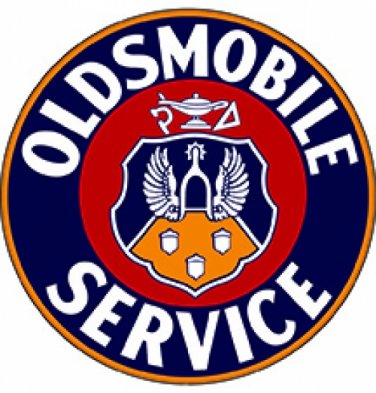 OLDSMOBILE SERVICE LOGO ROUND METAL SIGN 18"