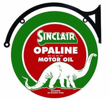SINCLAIR OPALINE MOTOR OIL DOUBLE SIDED 22" DISK SIGN BRACKET