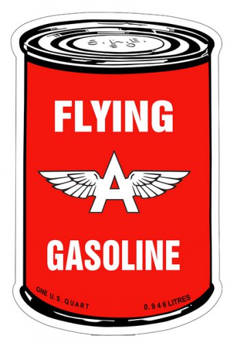 FLYING A GASOLINE MOTOR OIL CAN HEAVY METAL SIGN