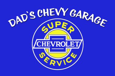 DAD'S CHEVY GARAGE PERSONALIZED RECTANGLE METAL SIGN 23"