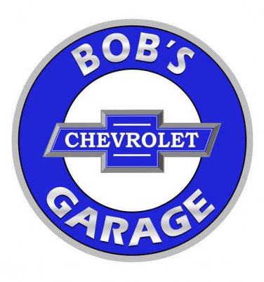 BOB'S CHEVROLET GARAGE PERSONALIZED ROUND METAL SIGN 12"