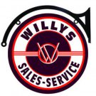 WILLYS SALES SERVICE DOUBLE SIDED 22" DISK SIGN BRACKET BROWN