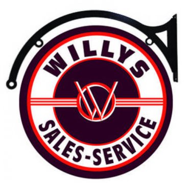 WILLYS SALES SERVICE DOUBLE SIDED 22" DISK SIGN BRACKET BROWN