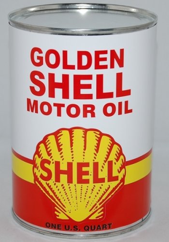 Golden Shell Metal Oil Can Paper Label 32 Fluid Oz.