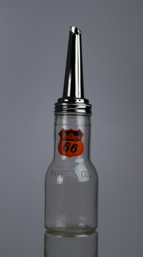 PHILLIPS 66 OIL BOTTLE chrome spout texaco decal