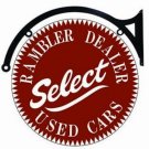 Rambler Dealer Select Used Cars Heavy Metal Round Sign 22" Rambler Dealer Select Used Cars Heavy Metal Round Sign 22"