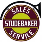 Vintage Studebaker Heavy Steel Baked Enamel 18" Double Sided Bracket Sign