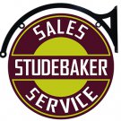 Vintage Studebaker 22" Heavy Steel Baked Enamel Double Sided Bracket Sign